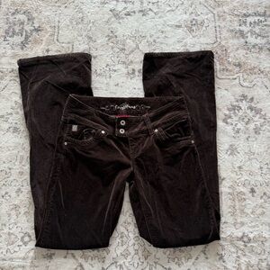 Rare Y2K brown velvet low rise flared pants by Foxy Jeans